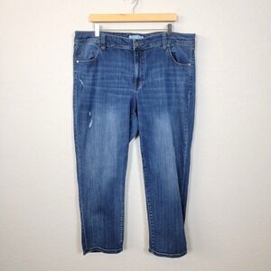 Women's Distressed Ankle Jeans Sz 20 High Rise Girlfriend Blue ~ Liverpool LA